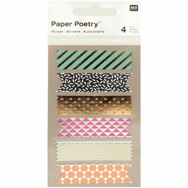 Paper Poetry Sticker Tapes metallic 4 Bogen