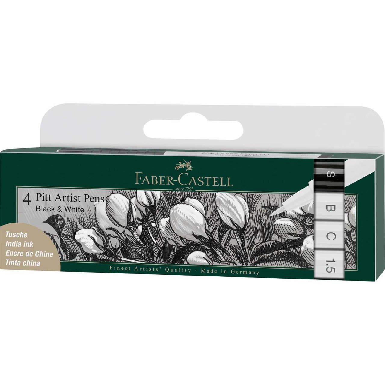 Faber Castell Tuschestift Pitt Artist Pen Black & White 4 Stück Kaufen ...