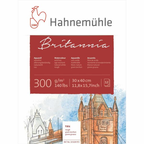 Hahnemühle Aquarellblock Britannia rau 300g/m² 12 Blatt 30x40cm