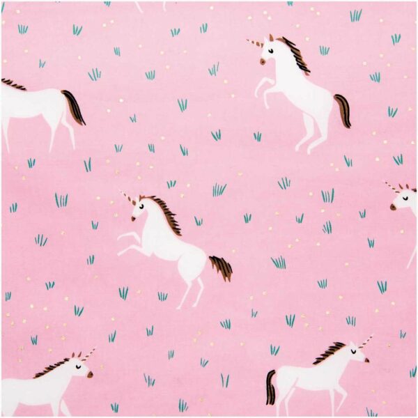 Rico Design Druckstoff Einhorn rosa 25x70cm beschichtet