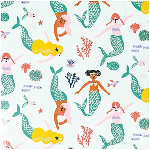 Rico Design Druckstoff beschichtet Mermaid Meerjungfrau-neon Hot Foil 25x70cm