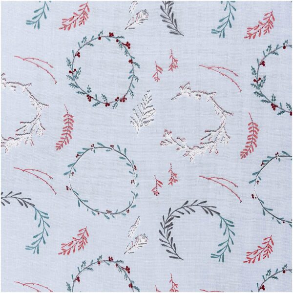 Rico Design Musselin-Druckstoff Nostalgic Christmas Kränze hellblau 50x140cm