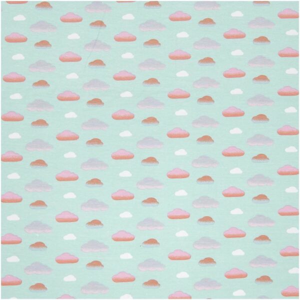 Rico Design Jerseystoff Happy Baby Wolken mint 72x100cm