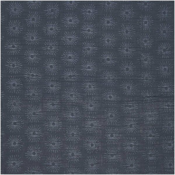 Rico Design Stoffabschnitt Krinkelmusselin Rosette blau 50x130cm Hot Foil