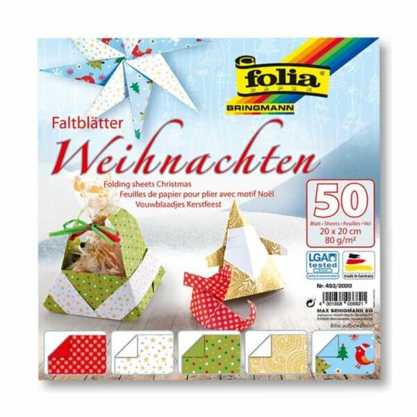 folia Faltblätter Weihnachten 20x20cm 50 Blatt kaufen bei Peppitext.de