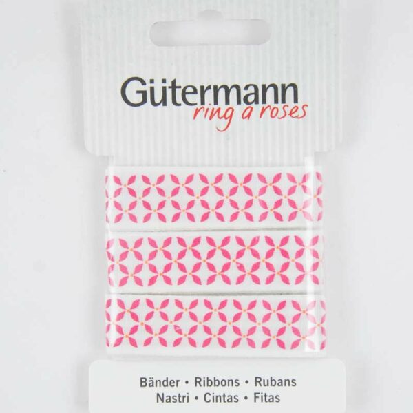 Gütermann Baumwollband Muster pink 15mm 2m