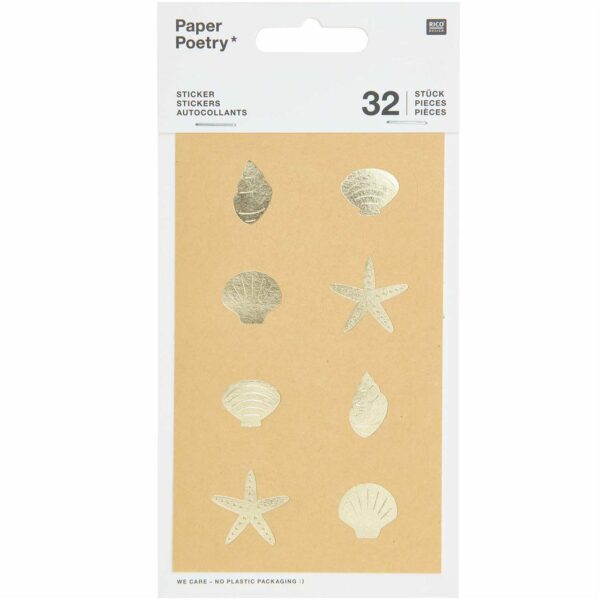 Paper Poetry Sticker Muscheln 4 Blatt