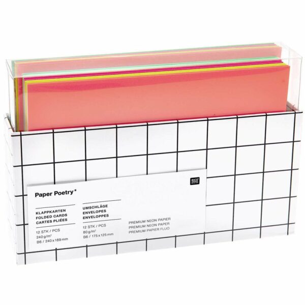 Paper Poetry Kartenset Neon Mix B6/B6 24teilig