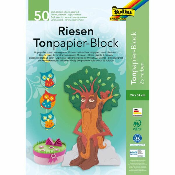 folia Riesen-Tonpapierblock 24x34cm 50 Blatt