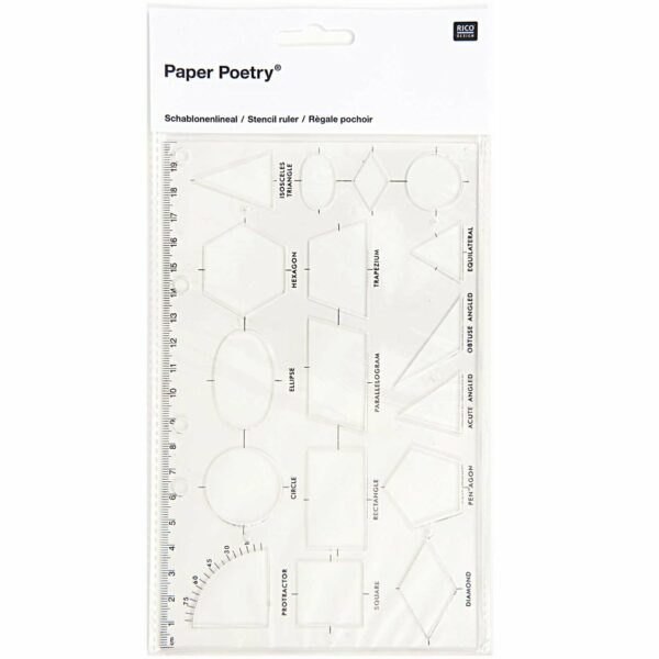 Paper Poetry Schablonenlineal geometrische Formen 20x12