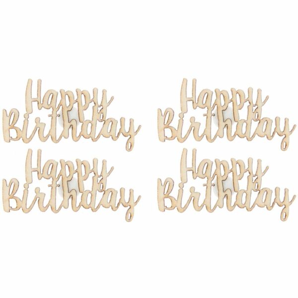 Rico Design Holzsticker Happy Birthday 48x28mm 4 Stück