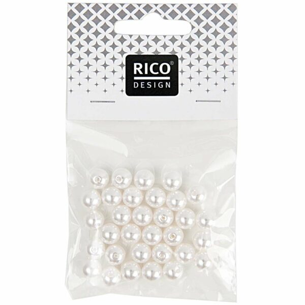 Rico Design Wachs-Perlen perlweiß 8mm 32 Stück
