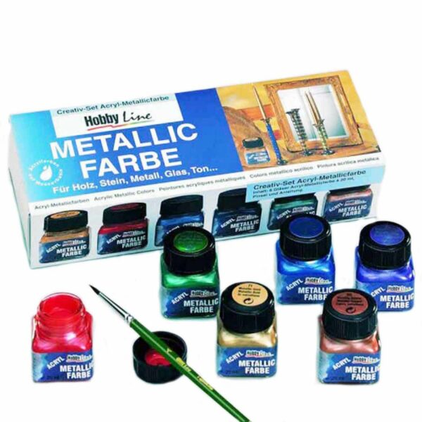 KREUL Hobby Line Creativ Set Acryl Metallicfarbe 6x20ml