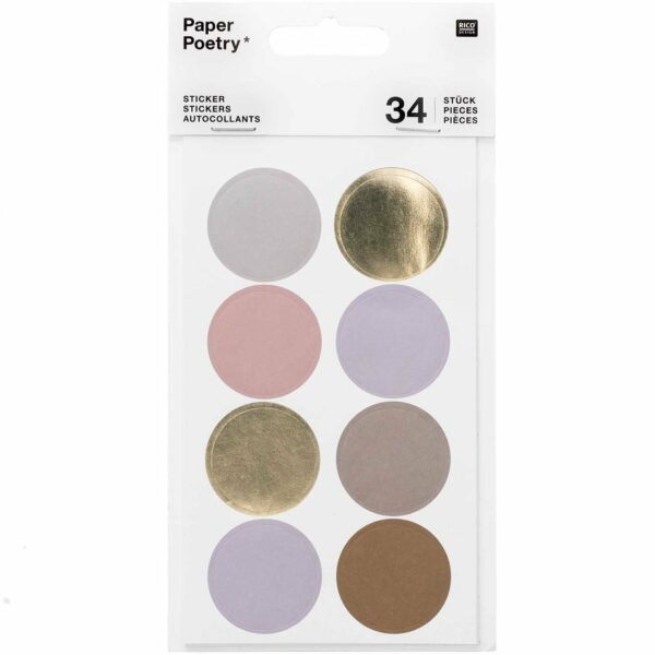 Paper Poetry Sticker Punkte & Streifen mauve 4 Blatt