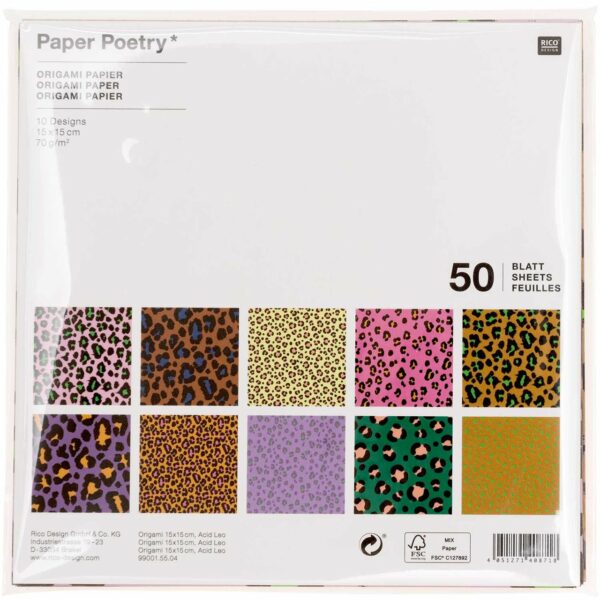 Paper Poetry Origami Acid Leo 15x15cm 50 Blatt