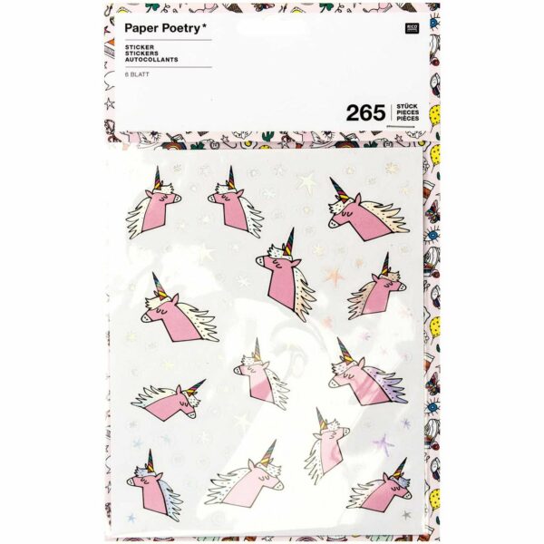 Paper Poetry Sticker Einhorn 6 Blatt