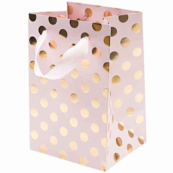 Rico Design Geschenktüte rosa Punkte gold 12x18x10cm