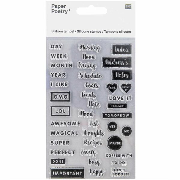 Paper Poetry Silikonstempel-Set Bullet Diary Notizen