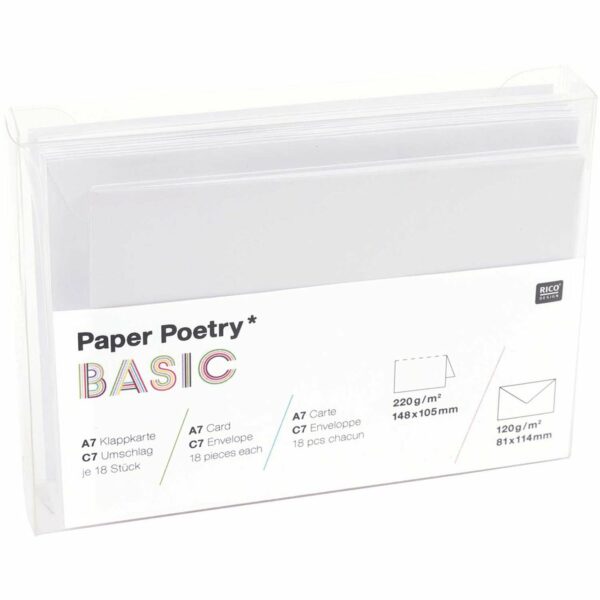 Paper Poetry Kartenset Basic weiß A7/C7 30teilig