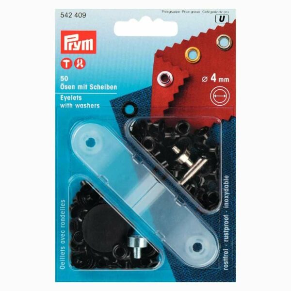 Prym Ösen mit Scheiben brüniert 4mm 50 Stück