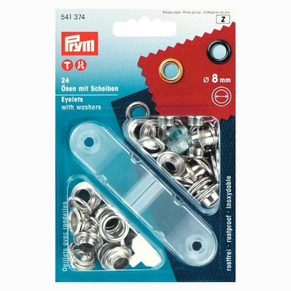 Prym Ösen mit Scheiben silber 8mm 24 Stück