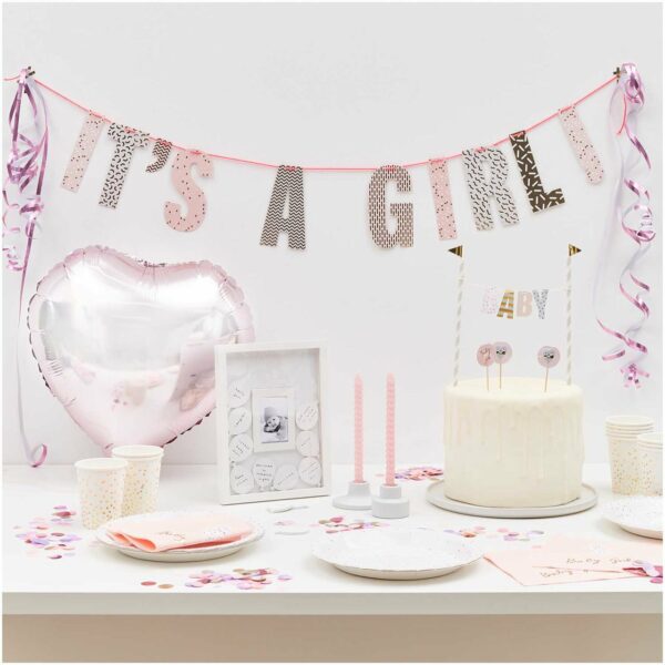 Babyparty-Set Girl rosa 12 Personen